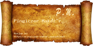 Pingiczer Makár névjegykártya